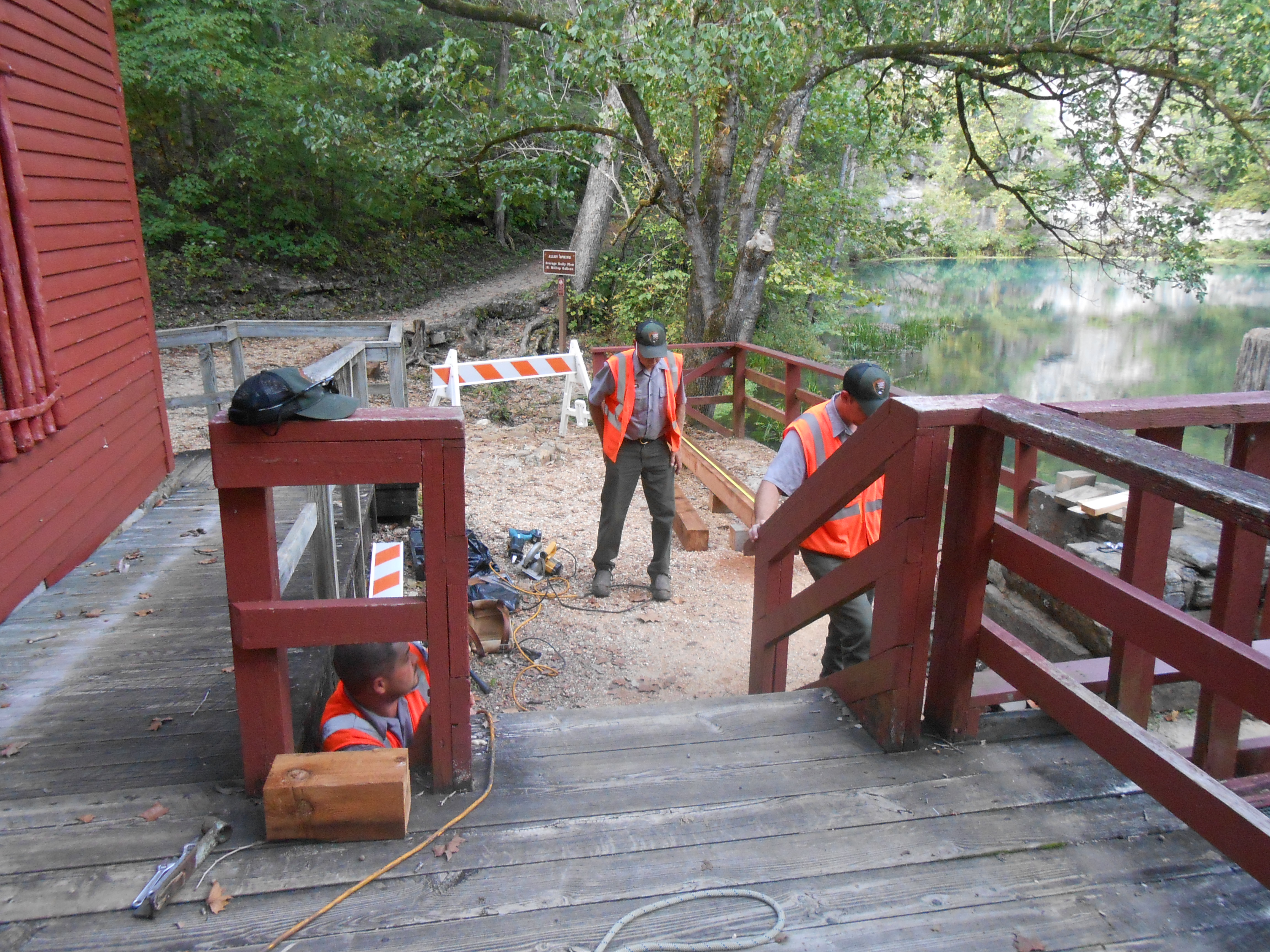 Men Working on Alley Mill Back Porch