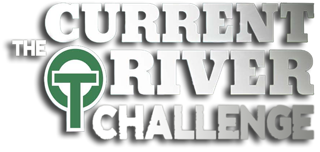 A logo comprised of the Ozark Trail logo with the words "The Current River Challenge"