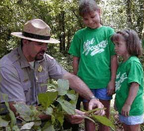 Children enjoying a hike with a ranger