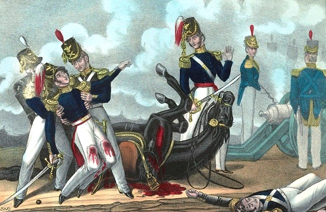 Print depicting death of Major Ringgold