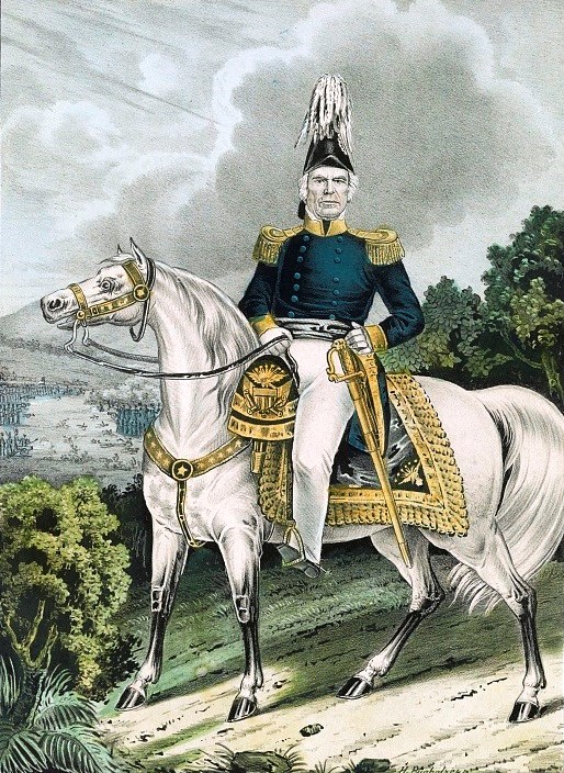 Image of General Zachary Taylor on his white horse