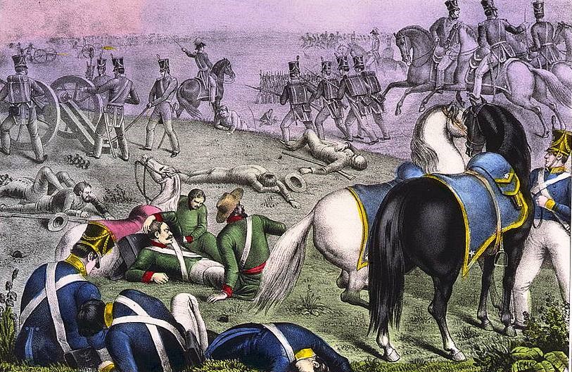 Resaca aftermath Lithograph depicting the aftermath of the battle of Resaca de la Palma