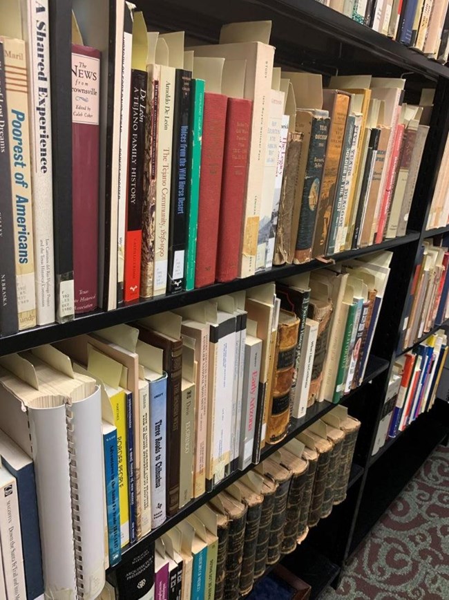 Book shelves filled with books