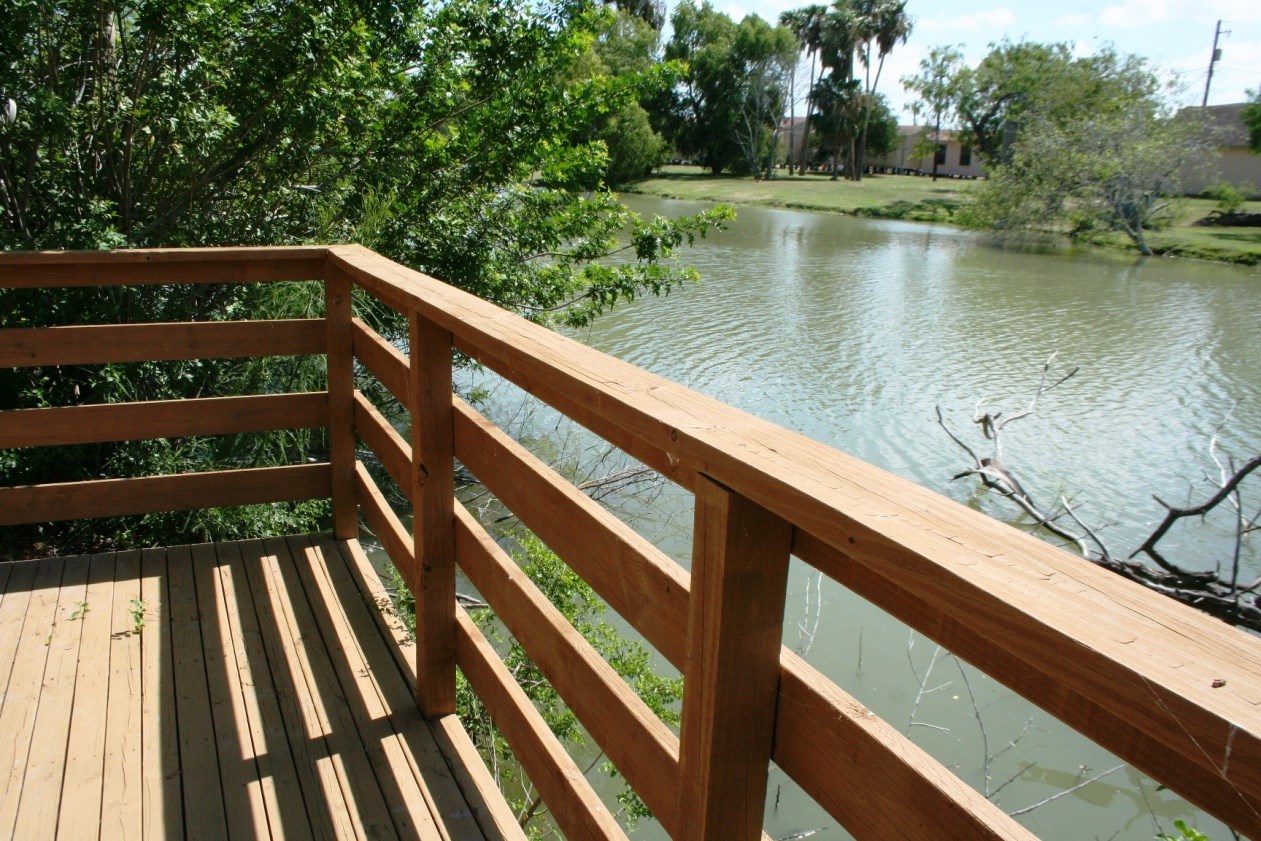 Wooden deck overlooking the resaca.