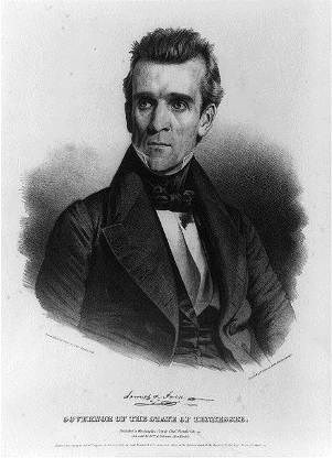 Black and white lithograph of James K. Polk