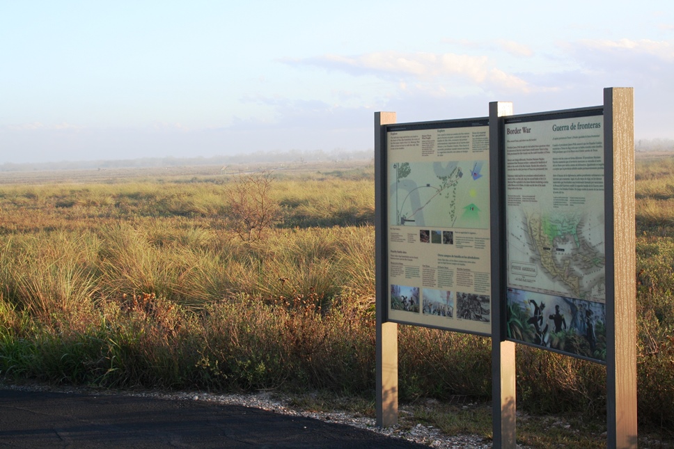 Interpretive wayside beside the trail Interpretive wayside beside the trail