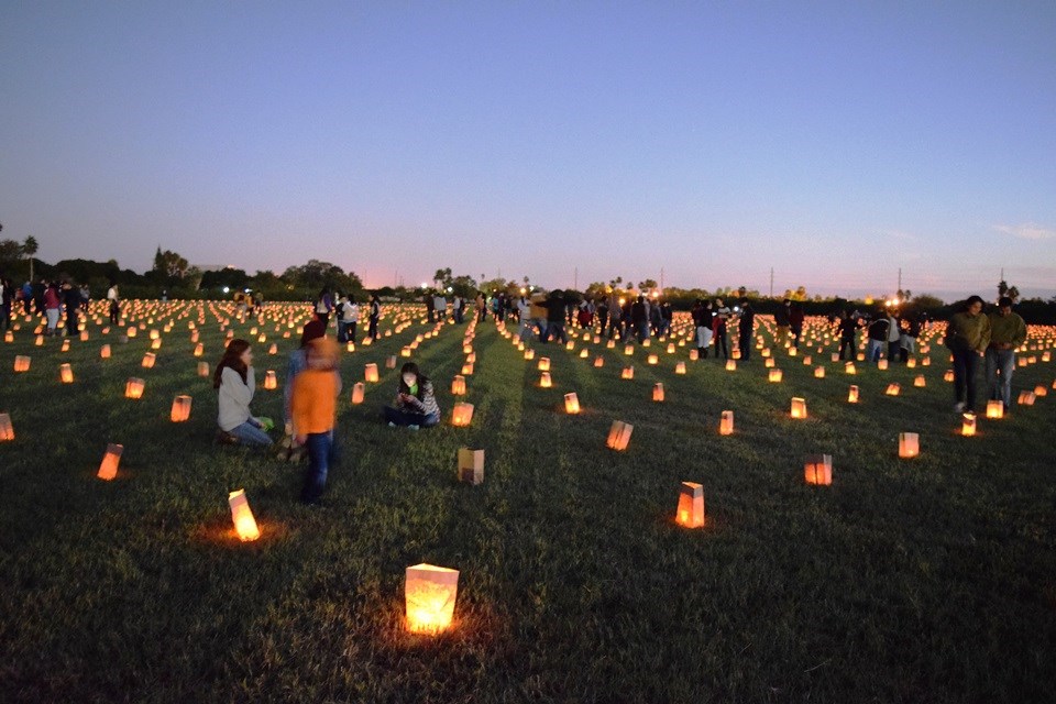 Battlefield laid out with luminarias