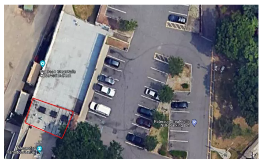 A map of the designated First Amendment Area at Overlook Park to the right of the Hamilton Statue