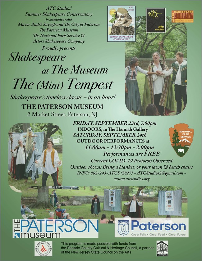 Picture of the poster advertising the event.  Shakespearian actors depicted. Information from the poster is in the main body of the web page.