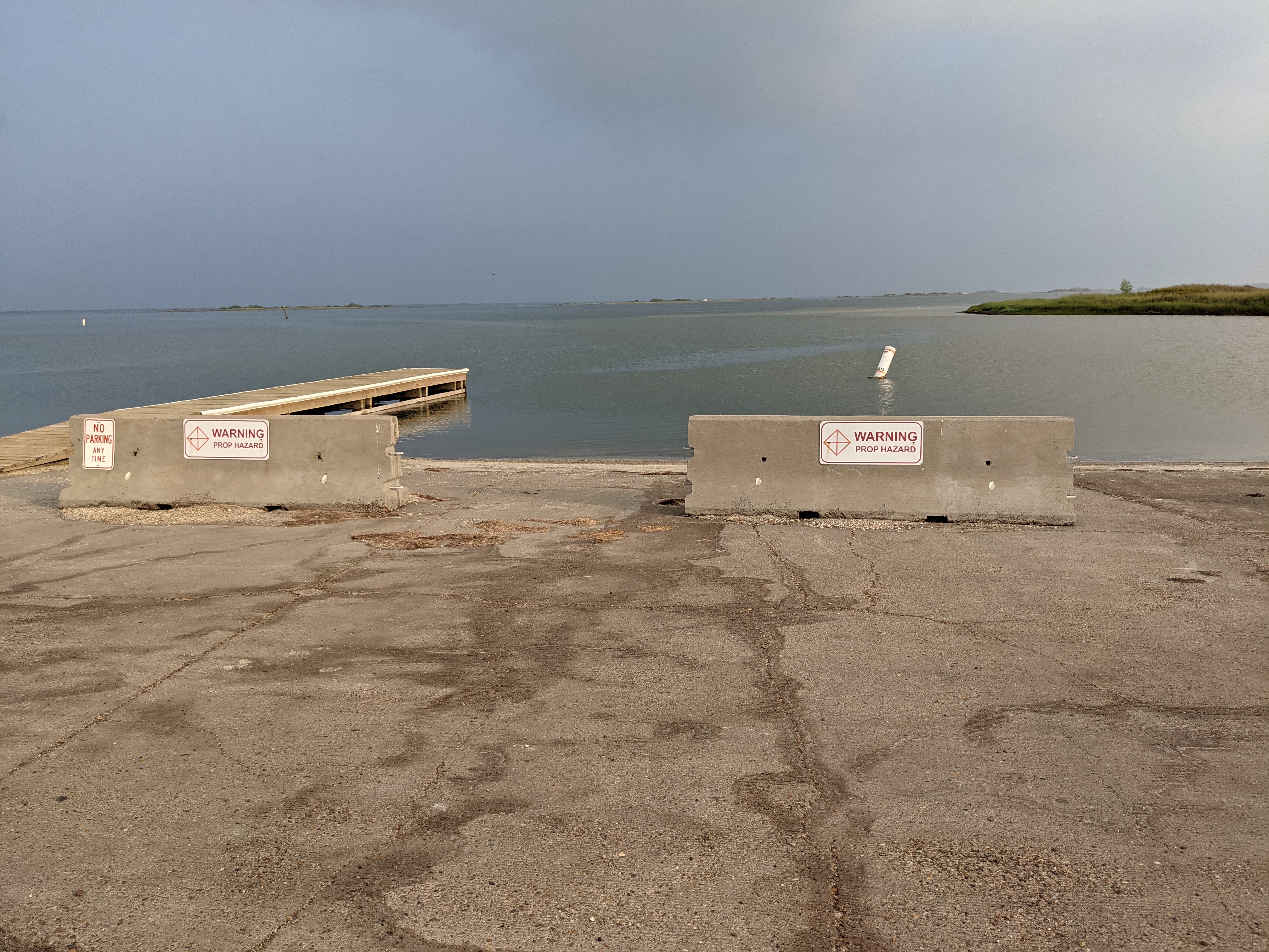 Bird Island Basin Boat Launch Condition as of 9.1.2021 Concrete barricades block the entrance to the Bird Island Basin Boat Ramp