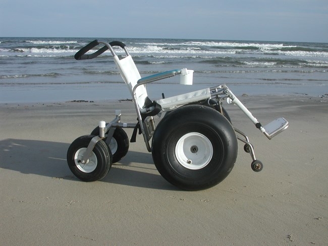 Beach wheelchair on Malaquite Beach.