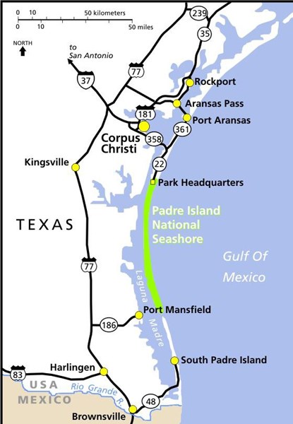 texas map south padre island Maps Padre Island National Seashore U S National Park Service texas map south padre island