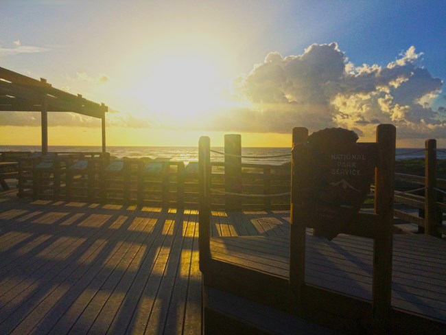 Sunrise over Malaquite Pavilion.