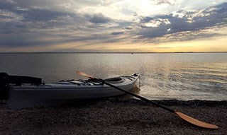 Kayak at the Laguna Madre during sunset