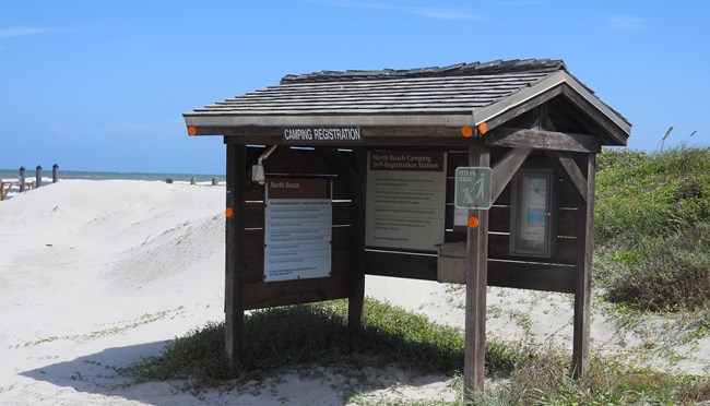 Self registration kiosk for camping permits at North Beach