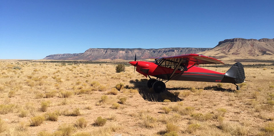 Plane at Grand Gulchsmall small backcountry plane on Grand Gulch Mine airstrip
