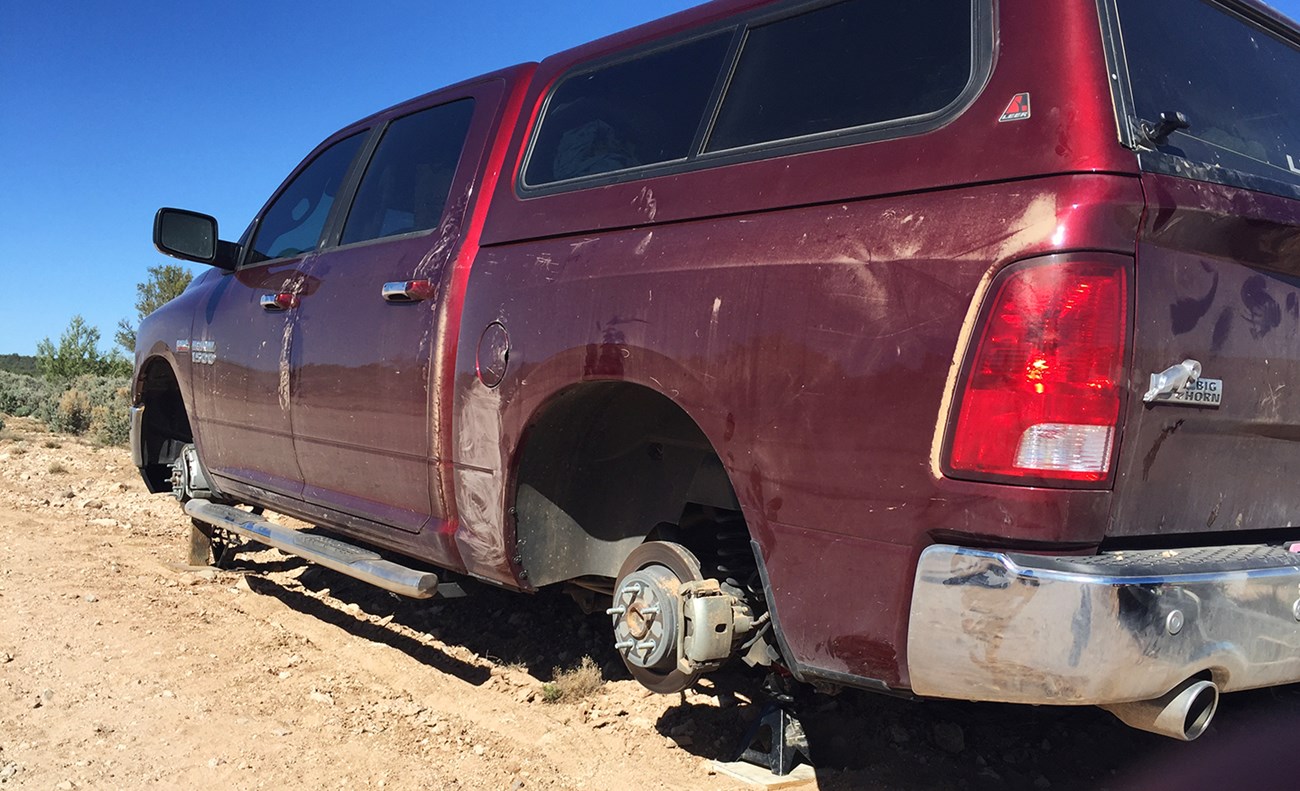 Truck with multiple flat tires