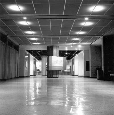 interior look with exhibit area of Wright Brothers Visitor Center