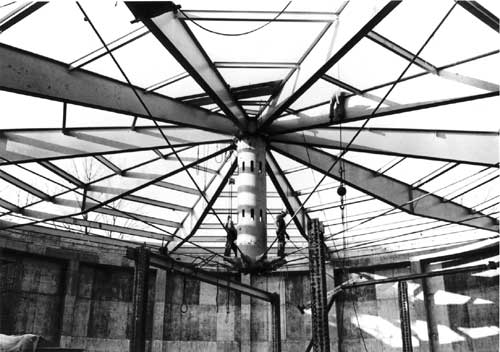 Gettysburg Visitor Center and Cyclorama, view of the roof structure under construction.