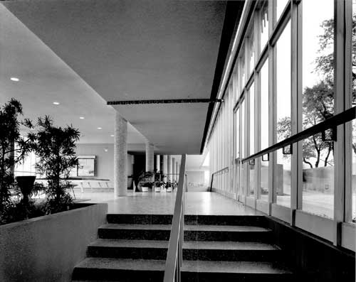 View looking south into the second floor
lobby space