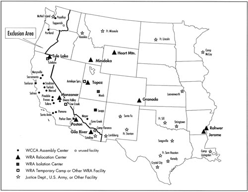 map showing relocation facilities