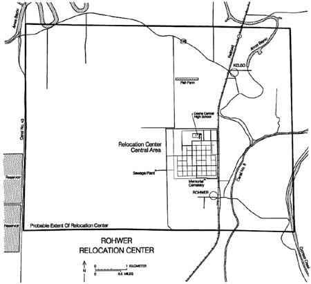 map of Rohwer Relocation Center