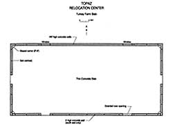Plan map of building remains at the site of the Topaz Turkey Farm