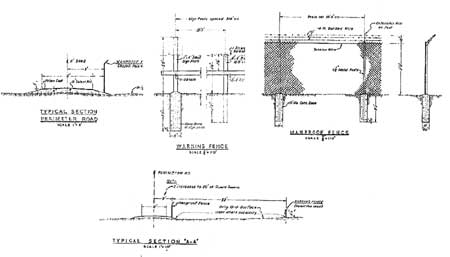 Details of the perimeter road and security fences at Tule Lake