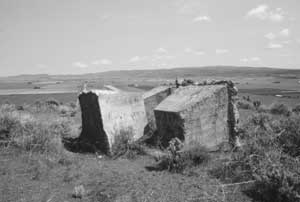 Watch tower foundation blocks at Tule Lake