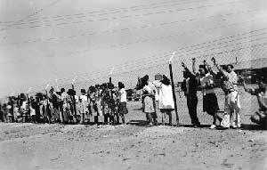 Fence between the administration and evacuee residential area