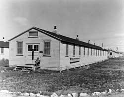 Abandoned staff building in the staff area, 1946