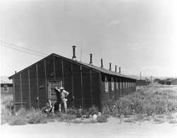 Abandoned evacuee barracks, 1946