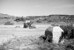 Concrete entrance pillars, Moab Isolation Center