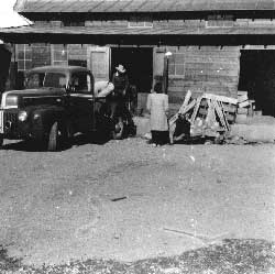 Unloading supplies at Cow Creek