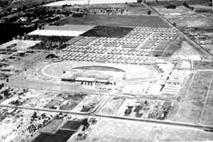 Oblique aerial view of the Merced Assembly Center
