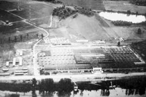 Oblique aerial view of the Portland Assembly Center