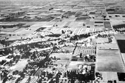 Oblique aerial view of the Turlock Assembly Center