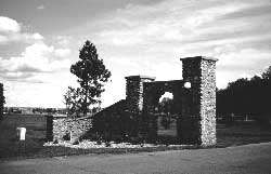 North half of stone entry gate at Fort Lincoln