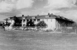 Fenced army barracks at Fort Missoula