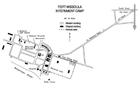 map of Fort Missoula Internment Camp