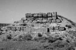 Concrete blocks used for retaining wall northwest of the Lordsburg Internment Camp