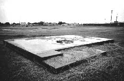 Foundation of three-room cottage at the Crystal City Internment Camp