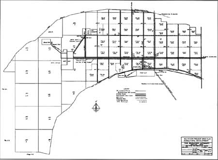 map of farm fields, Gila River Relocation Center