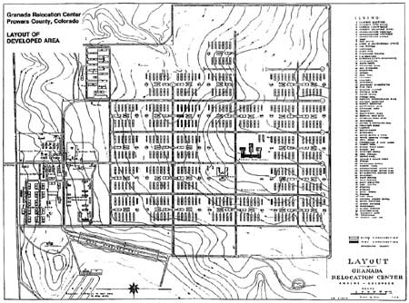 map of central area of Granada Relocation Center