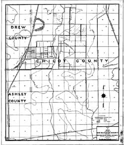 map of evacuee-constructed ditches,
Jerome Relocation Center