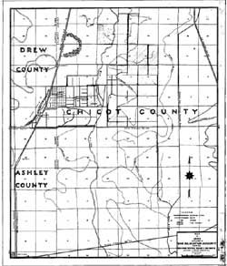 map of evacuee-constructed ditches,
Jerome Relocation Center