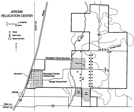map of Jerome Relocation Center