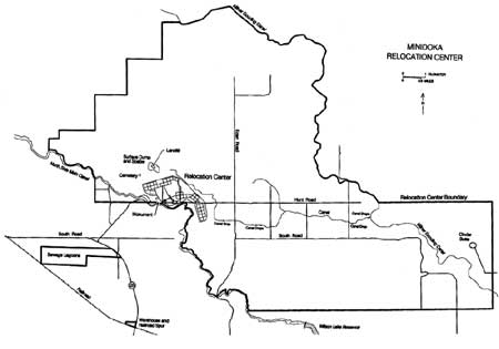 map of Minidoka Relocation Center