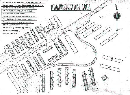 map of Administration area, Minidoka Relocation Center