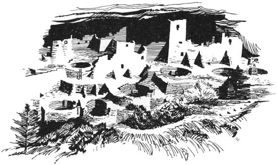 sketch of cliff dwellings